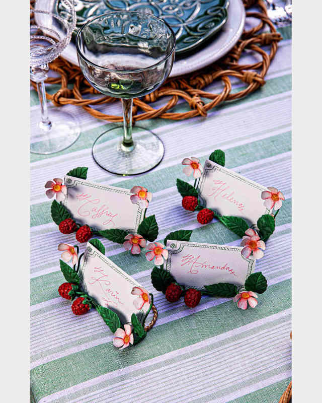 Meadow Walk Raspberries Place Card Holders, Set of 4